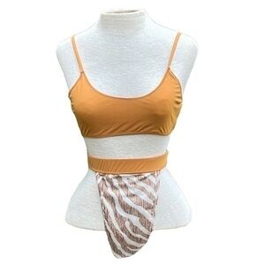 ICON SWIM bikini high waist high cut cheeky brown/white